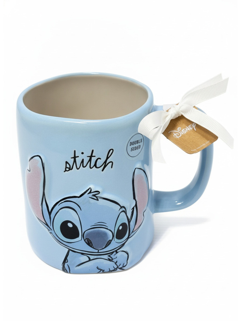 Disney Stitch Ohana Blue Ceramic Coffee Mug by Rae Dunn Double Sided